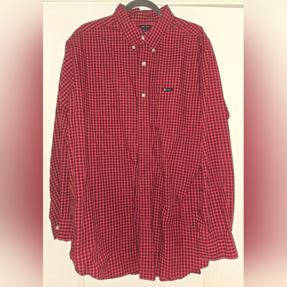 Chaps Red & Blue Checkered Men's Long Sleeve Button Down Shirt XL